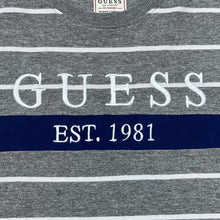 Load image into Gallery viewer, GUESS Classic Embroidered Big Logo Spellout Striped Short Sleeve Cotton T-Shirt