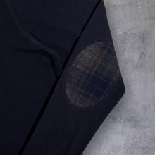 Load image into Gallery viewer, Barbour "Classic Tartan" Plaid Check Elbow Patch Navy Blue Long Sleeve Cotton Polo Shirt