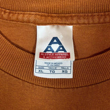 Load image into Gallery viewer, Early 00's HEE HAW "Bustin' A Gut" Donkey Cartoon Spellout Graphic Burnt Orange T-Shirt