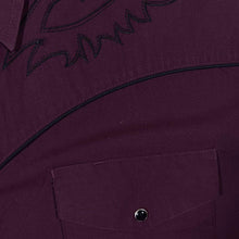 Load image into Gallery viewer, Vintage MWG Apparel Embroidered Pattern Cowboy Western Burgundy Long Sleeve Popper Shirt