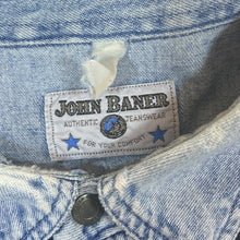 Load image into Gallery viewer, Vintage John Baner Cowboy Western Acid Wash Blue Denim Popper Long Sleeve Shirt
