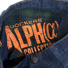 Load image into Gallery viewer, DOCKERS Alpha Collection "Slim Tapered" Navy Blue Corduroy Cord Trousers