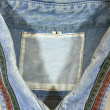 Load image into Gallery viewer, Vintage Cowboy Western Embroidered Aztec Cream Green Blue Cotton Long Sleeve Shirt