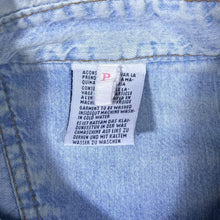 Load image into Gallery viewer, Vintage Stock Cowboy Western Woven Panel Popper Blue Denim Long Sleeve Shirt