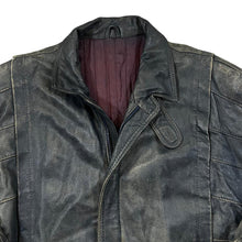 Load image into Gallery viewer, Vintage 90's TARGA Genuine Real Distressed Black Leather Bomber Jacket