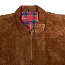 Load image into Gallery viewer, Vintage 90's MARLYNN ESSEX Check Lined Brown Real Suede Leather Bomber Jacket