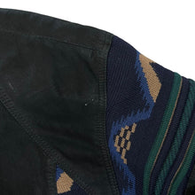 Load image into Gallery viewer, Vintage 90's Black Suede Leather 3D Crazy Knit Panel Button Bomber Jacket