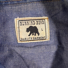 Load image into Gallery viewer, Vintage 90's Running Bear Cowboy Western Blue Denim Popper Long Sleeve Shirt