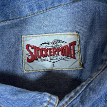 Load image into Gallery viewer, Vintage Stockerpoint Cowboy Western Blue Denim Long Sleeve Cotton Popper Shirt