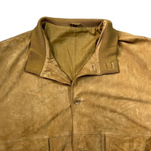 Load image into Gallery viewer, Vintage 90's MADE IN INDIA Genuine Real Tan Suede Leather Button Bomber Jacket