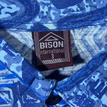 Load image into Gallery viewer, Vintage 90’s Blue Beige Crazy Aztec Abstract Patterned 1/4 Button Shirt