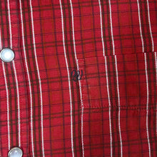 Load image into Gallery viewer, Vintage WRANGLER Western Red Plaid Check Popper Button Long Sleeve Cotton Shirt