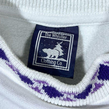 Load image into Gallery viewer, Vintage Whistler Embroidered Spellout Patterned Collar White Crewneck Sweatshirt