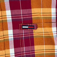 Load image into Gallery viewer, Early 00's Tommy Hilfiger Tommy Jeans Red Orange Check Short Sleeve Cotton Shirt