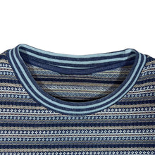 Load image into Gallery viewer, Early 00's Patterned Striped Navy Blue White Yellow Mix Short Sleeve T-Shirt