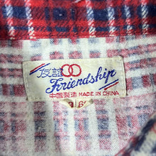 Load image into Gallery viewer, Vintage Friendship Red Navy White Plaid Check Long Sleeve Cotton Flannel Shirt