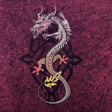 Load image into Gallery viewer, Vintage Planet Earth Gothic Dragon Graphic Red Tie Dye Acid Wash Cotton T-Shirt