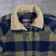 Load image into Gallery viewer, Early 00's O'Neill Skater Surfer Plaid Check Lightly Padded Wool Blend Bomber Jacket