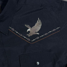 Load image into Gallery viewer, Atlas For Men Cowboy Western Eagle Graphic Panel Black Long Sleeve Cotton Shirt