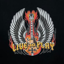 Load image into Gallery viewer, LIVE TO PLAY Gothic Biker Flaming Spellout Graphic T-Shirt