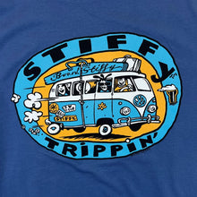 Load image into Gallery viewer, STIFFY "Stiffy Trippin" Surfer Skater Logo Spellout Graphic Blue Long Sleeve T-Shirt