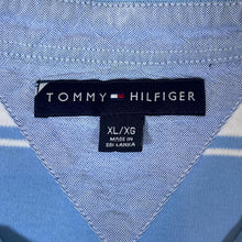 Load image into Gallery viewer, TOMMY HILFIGER Embroidered Mini Logo Blue White Striped Short Sleeve Polo Shirt