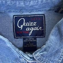 Load image into Gallery viewer, Vintage 90's Let's Quizz Again Noah's Ark Embroidered Animal Blue Denim Long Sleeve Shirt