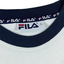 Load image into Gallery viewer, Vintage FILA Classic Embroidered Big Logo Spellout Short Sleeve Ringer T-Shirt