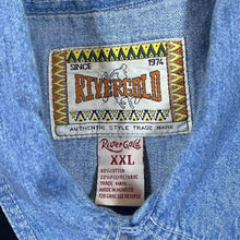 Load image into Gallery viewer, Vintage Rivergold Cowboy Western Blue Denim Popper Long Sleeve Shirt