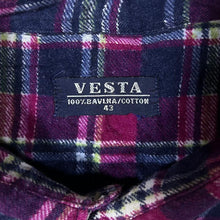 Load image into Gallery viewer, Vintage Vesta Red Black White Green Plaid Check Cotton Long Sleeve Flannel Shirt