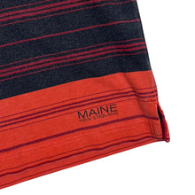 Load image into Gallery viewer, Early 00's MAINE New England Multi Striped Navy Blue Orange V-Neck T-Shirt
