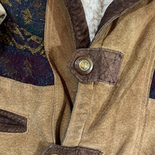 Load image into Gallery viewer, Vintage 90's CHAFER Aztec Pattern Woven Panel Suede Leather Fleece Lined Jacket