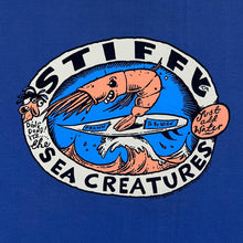 Load image into Gallery viewer, STIFFY "Sea Creatures" Surfer Skater Logo Spellout Graphic Blue T-Shirt