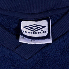 Load image into Gallery viewer, Early 00's Umbro Embroidered Mini Logo Navy Blue V-Neck Fleece Sweatshirt