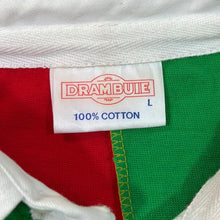 Load image into Gallery viewer, Vintage DRAMBUIE Embroidered Crest Logo Colour Block Long Sleeve Rugby Polo Shirt