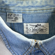Load image into Gallery viewer, Vintage JOHN F. GEE Cowboy Western Style Pearl Snap Long Sleeve Blue Denim Shirt