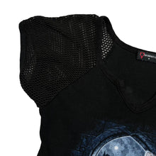 Load image into Gallery viewer, Early 00’s SPIRAL DIRECT Gothic Fantasy Fallen Angel Graphic Mesh Sleeve T-Shirt