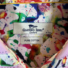 Load image into Gallery viewer, CLAUDIO LUGLI COUTURE Ink Splatter Patterned Trim Pink Long Sleeve Cotton Shirt