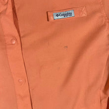 Load image into Gallery viewer, COLUMBIA PFG Fishing Omni-Shade Coral Orange Long Sleeve Utility Shirt