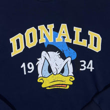 Load image into Gallery viewer, DISNEY "DONALD" Donald Duck Embroidered Spellout Navy Blue Pullover Hoodie