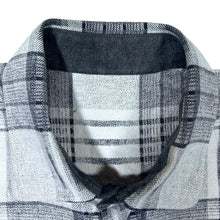 Load image into Gallery viewer, Vintage Grey White Black Mix Plaid Check Long Sleeve Flannel Shirt
