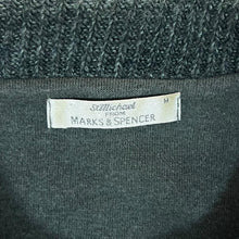 Load image into Gallery viewer, Vintage 90’s ST MICHAEL Marks & Spencer Cable Knit Panel Green Collared Sweatshirt