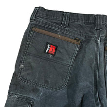 Load image into Gallery viewer, WRANGLER Riggs Workwear Classic Black Cargo Carpenter Distressed Trousers