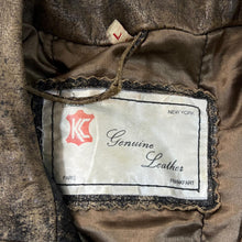 Load image into Gallery viewer, Vintage 90's KC GENUINE LEATHER Distressed Effect Brown Real Leather Bomber Jacket