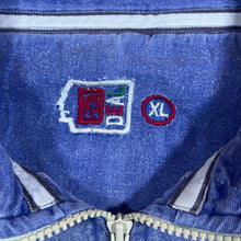 Load image into Gallery viewer, Vintage DEAL Blue White Striped 1/4 Zip Cotton Pullover Sweatshirt Top