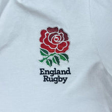 Load image into Gallery viewer, ENGLAND RUGBY Classic Embroidered Mini Logo White Open Collar Long Sleeve Polo Shirt