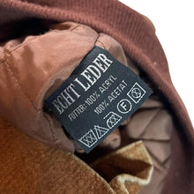 Load image into Gallery viewer, Vintage 90's ON TIME Brown Suede Leather Aztec Patterned Knit Panel Bomber Jacket