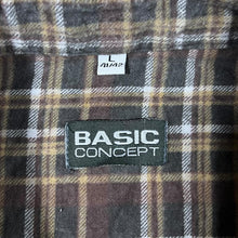 Load image into Gallery viewer, Vintage Basic Concept Brown Grey White Plaid Check Long Sleeve Cotton Flannel Shirt