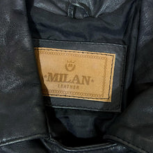 Load image into Gallery viewer, Vintage MILAN LEATHER Genuine Real Black Leather Belted Button Jacket