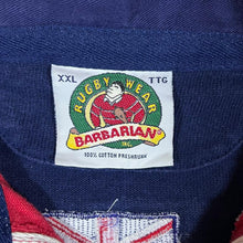 Load image into Gallery viewer, Vintage BARBARIAN Rugby Wear Union Jack Flag Colour Block Long Sleeve Rugby Polo Shirt